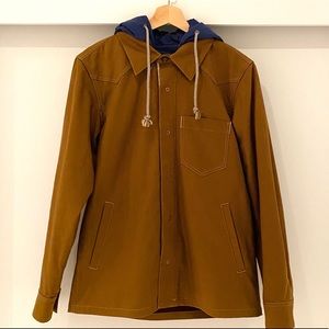 Acne camel jacket with detachable hoodie